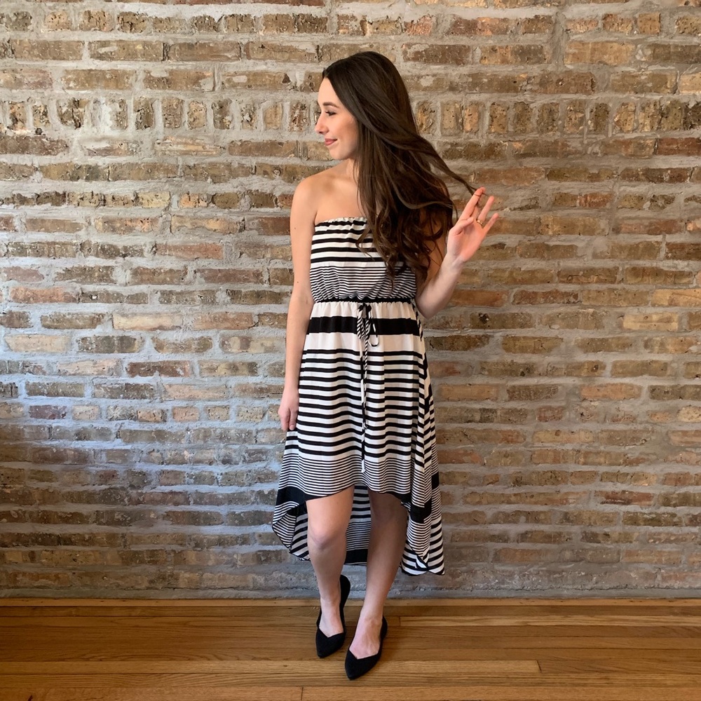Striped high low summer dress
